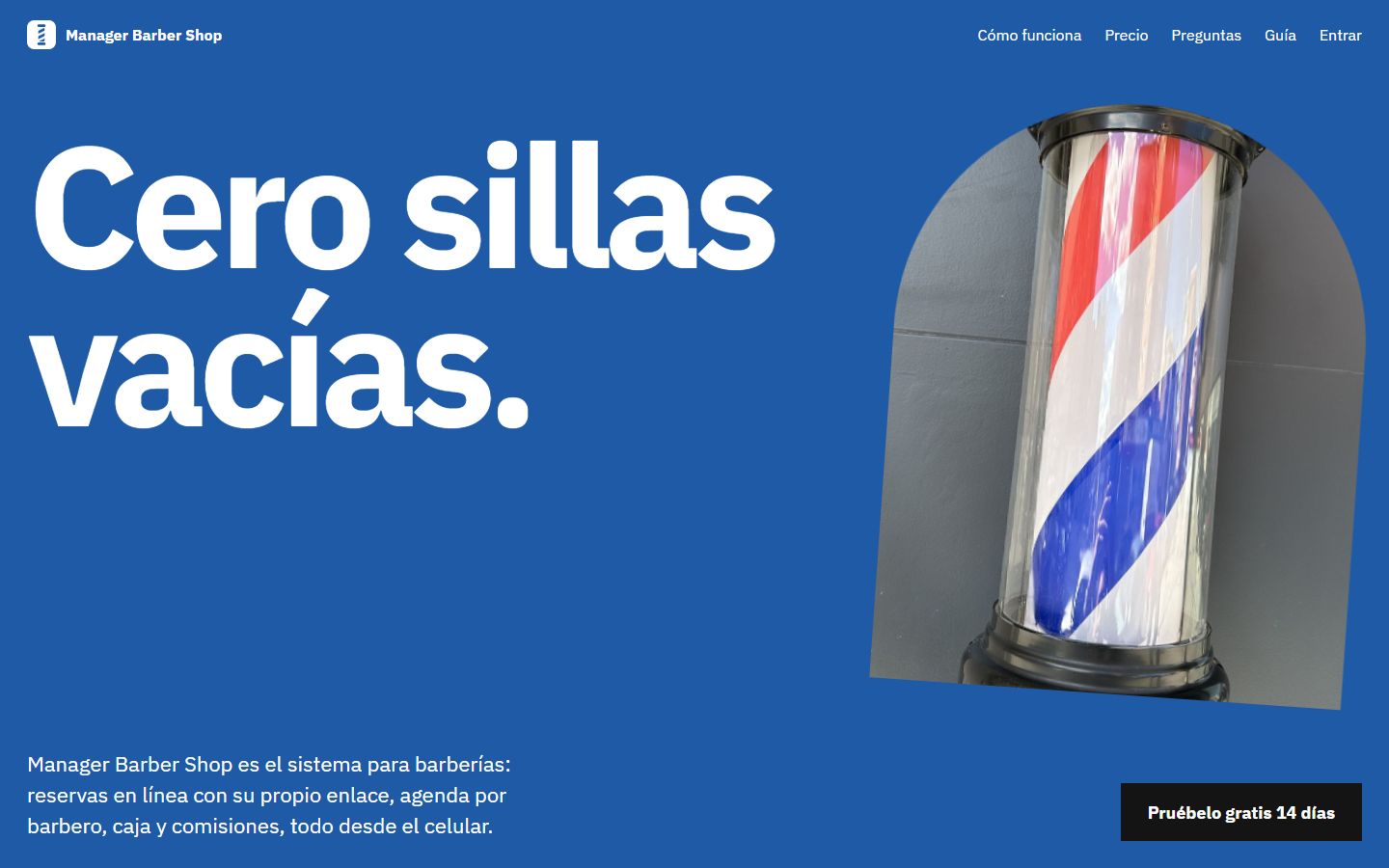 Portada de Manager Barber Shop con un poste de barbería