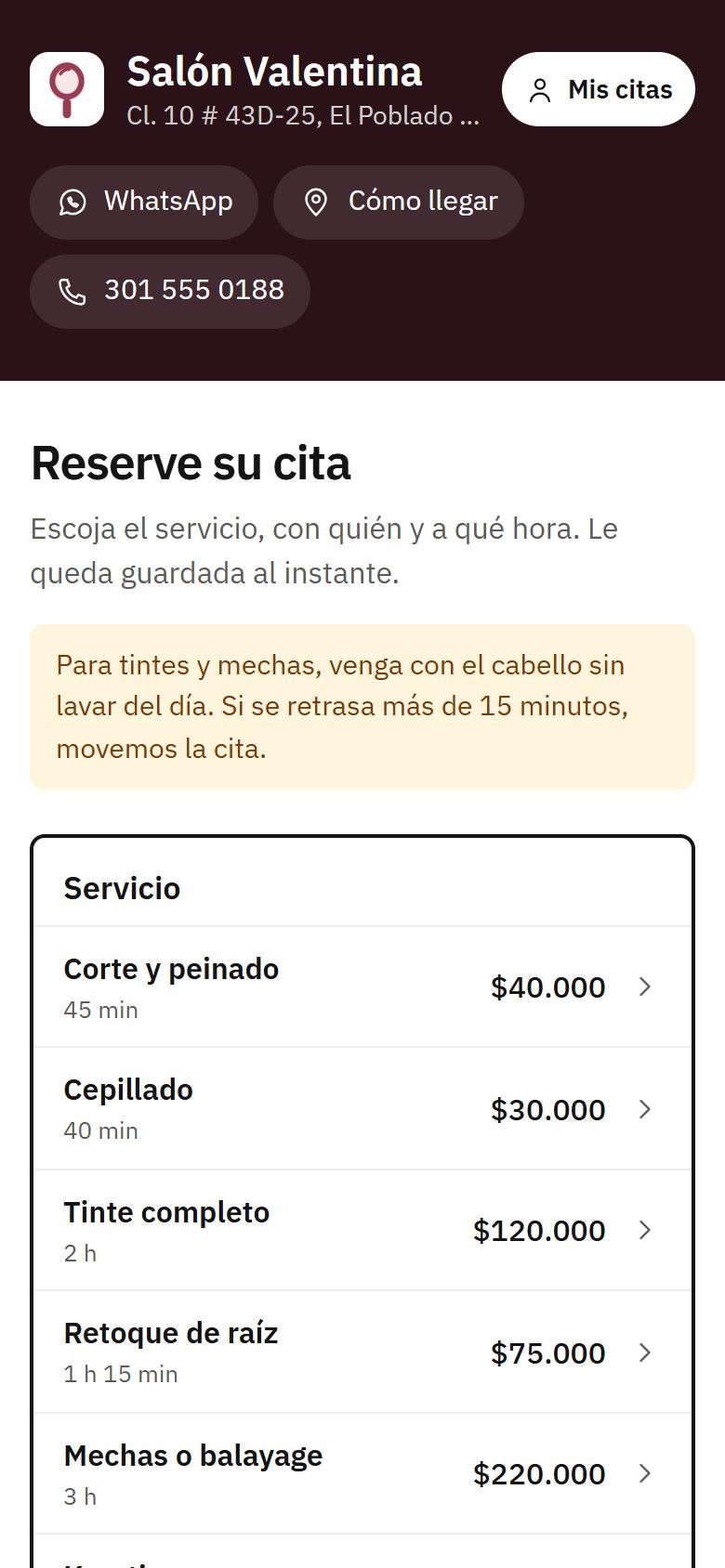 Pantalla del cliente: abre el enlace